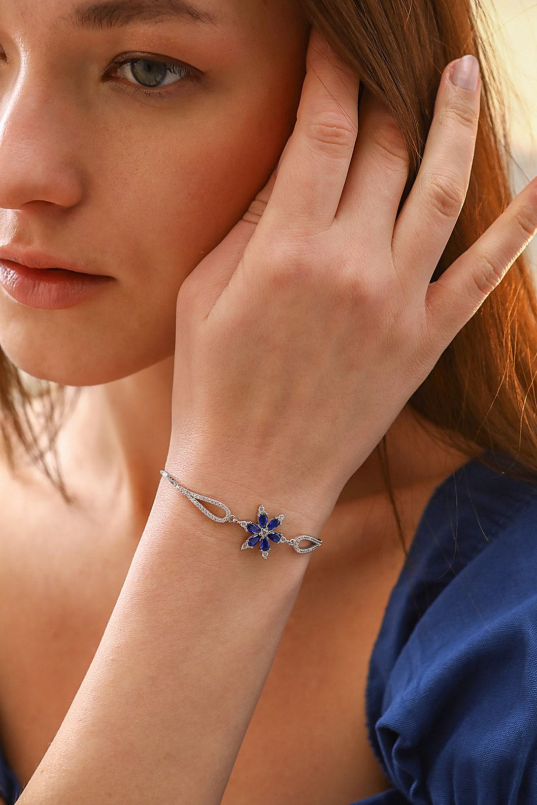 925 Sterling Silver Clover Bracelet With Zircon Stone