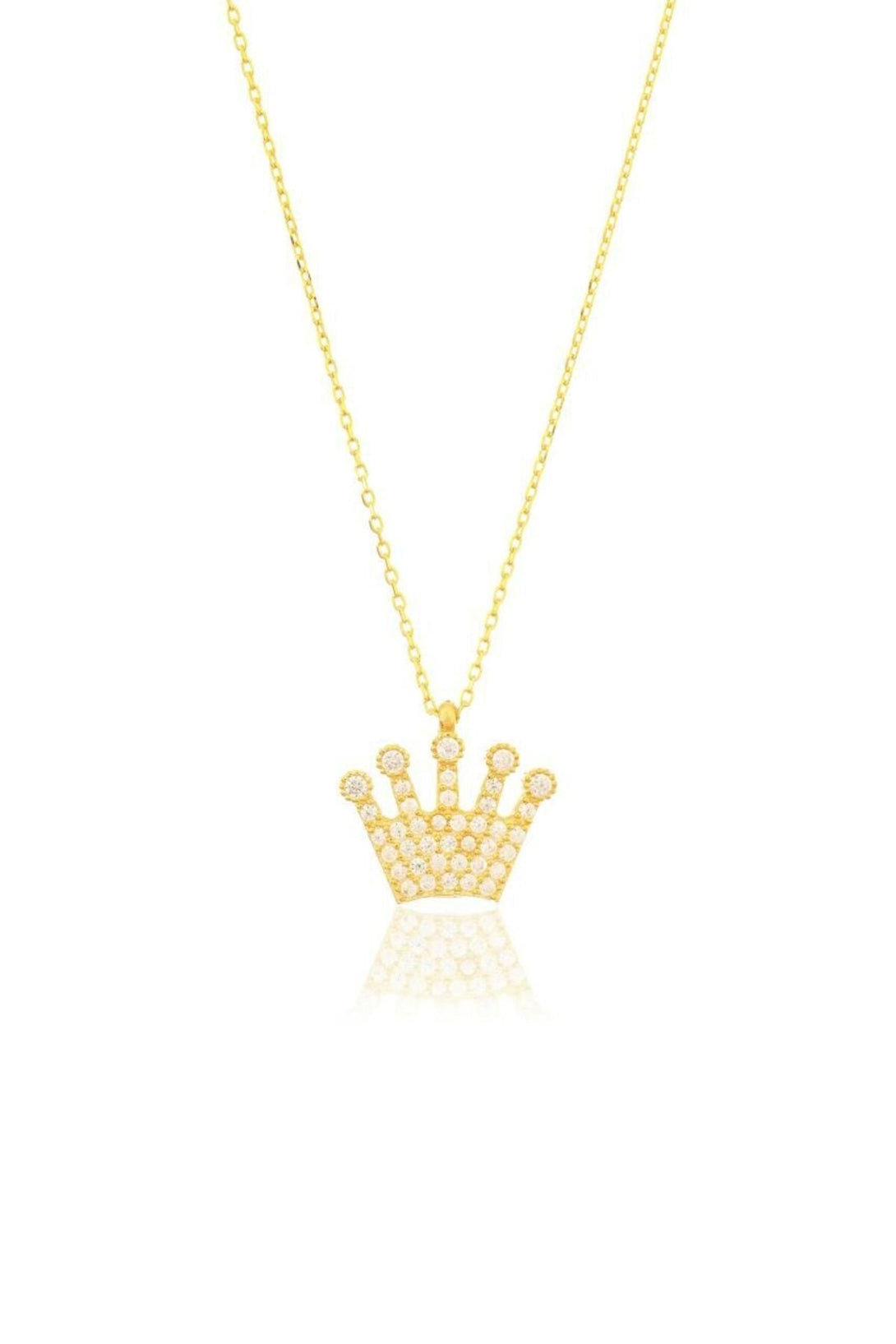 925 Sterling Silver Crown Necklace With Zircon Stone