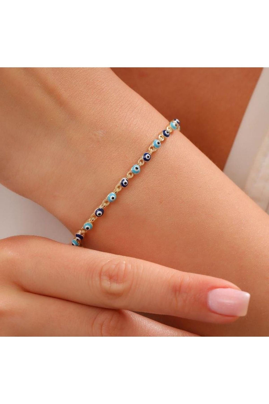 925 Sterling Silver Evil Eye Beaded Bracelet