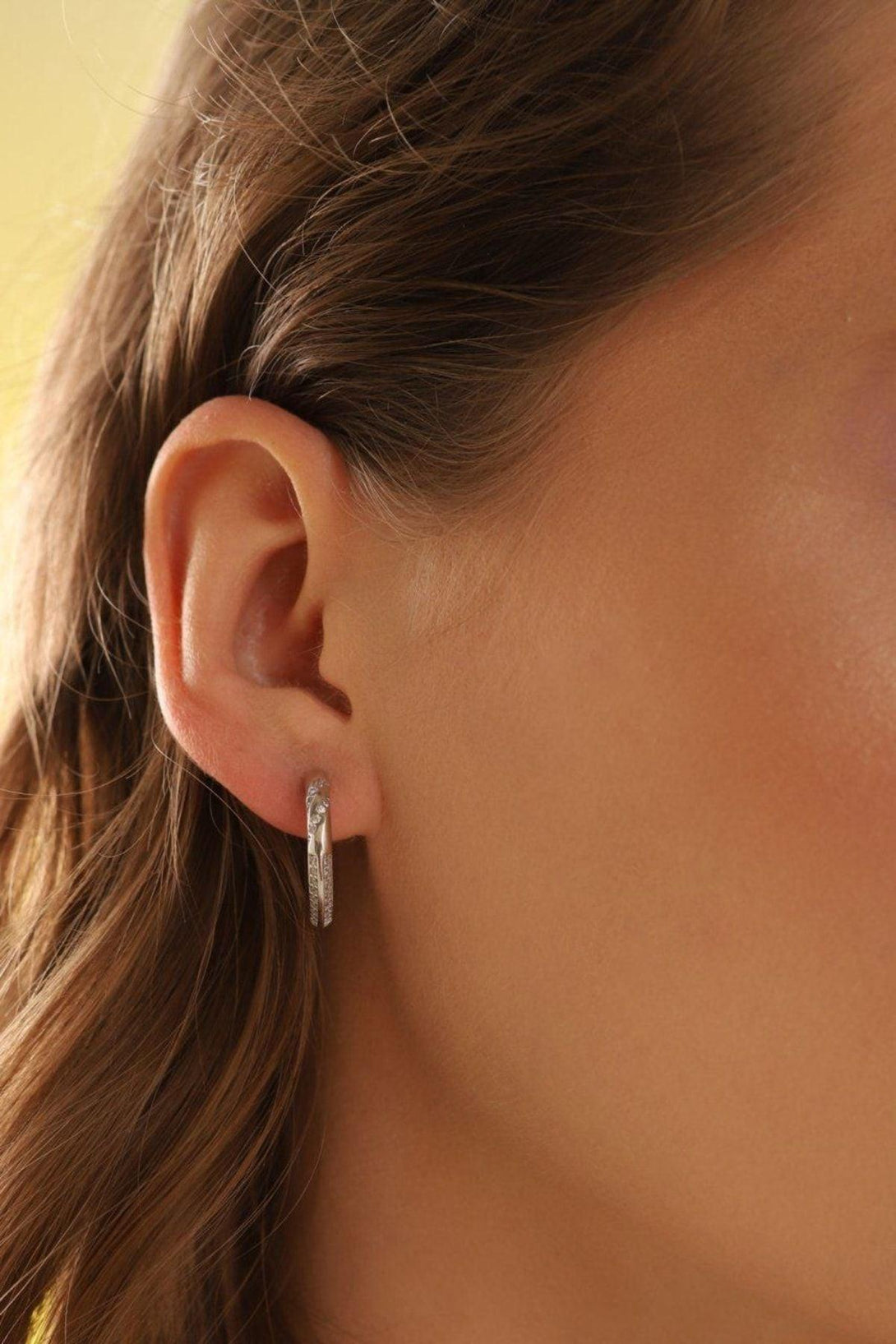 925 Sterling Silver Hoop Earring With Zircon Stone