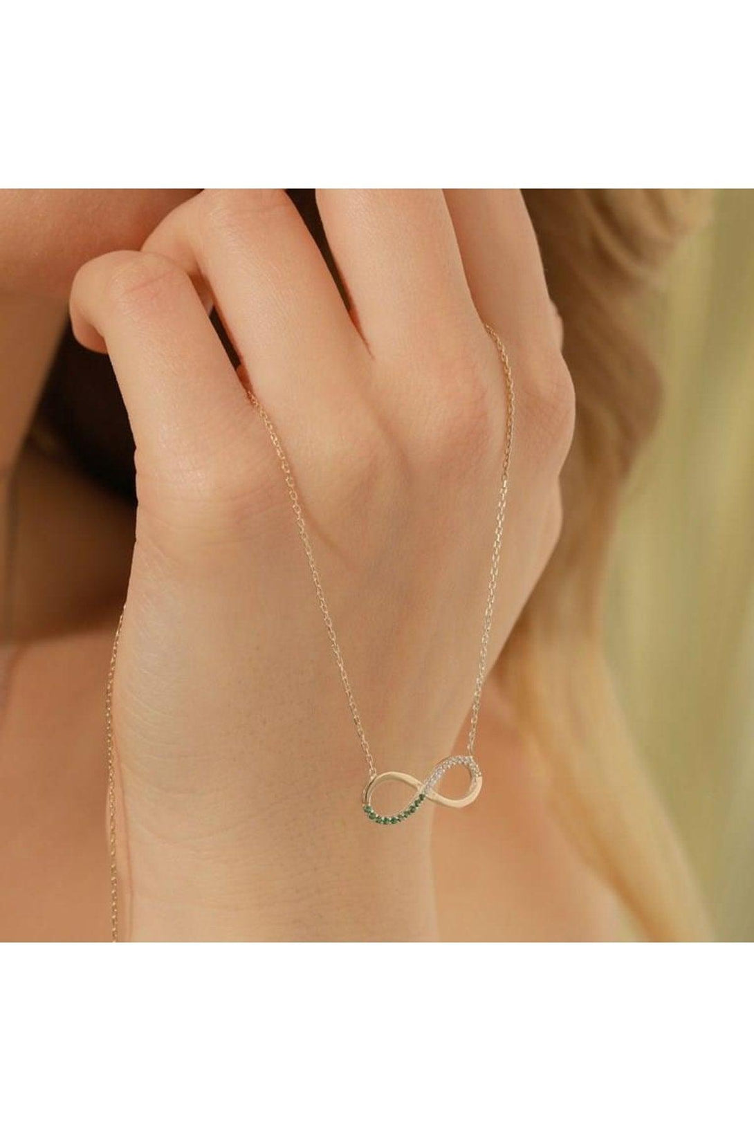 925 Sterling Silver Infinity Necklace With Personalized Birth Stone