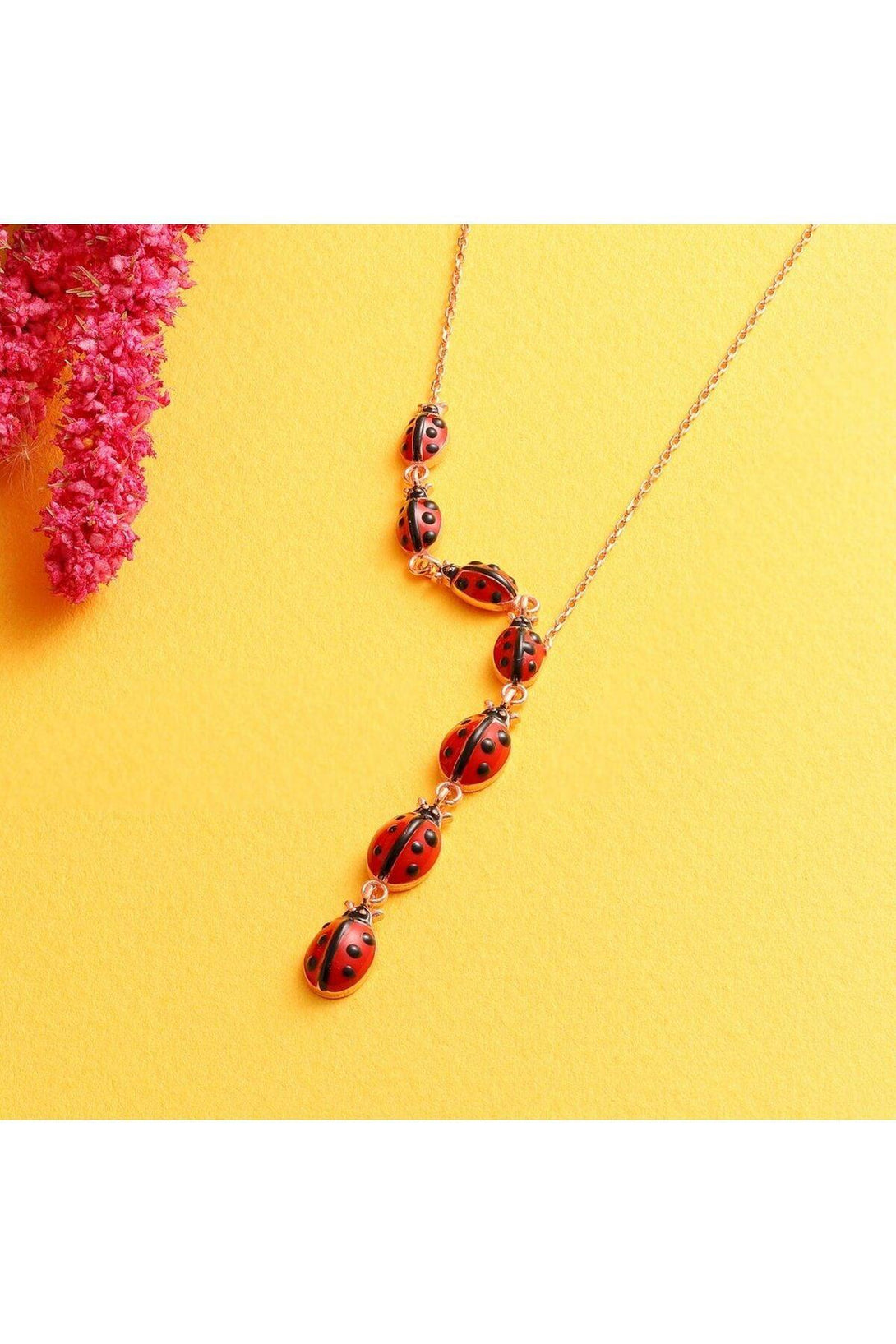 925 Sterling Silver Ladybug Necklace – Elegant Row Design For Everyday Charm