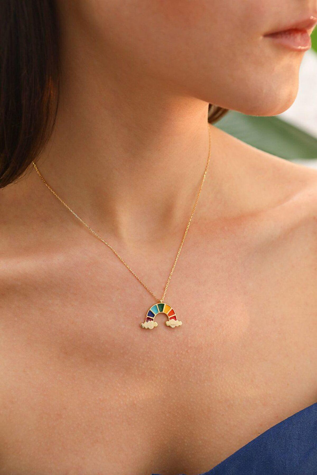 925 Sterling Silver Rainbow Necklace