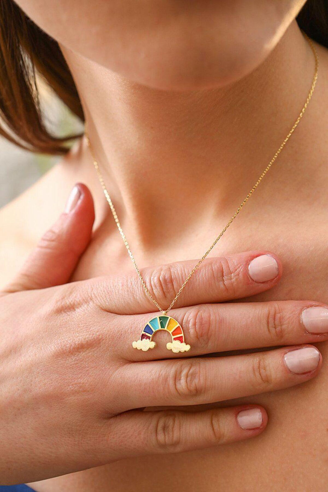 925 Sterling Silver Rainbow Necklace