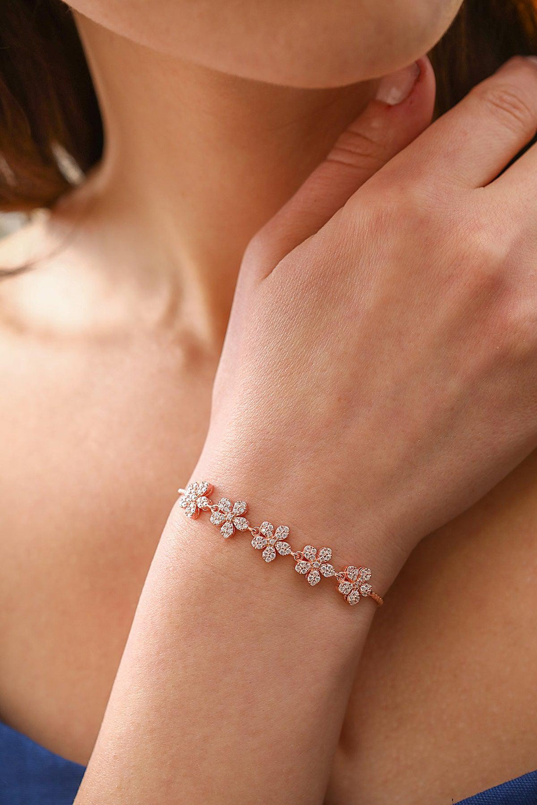 925 Sterling Silver Row Clover Bracelet