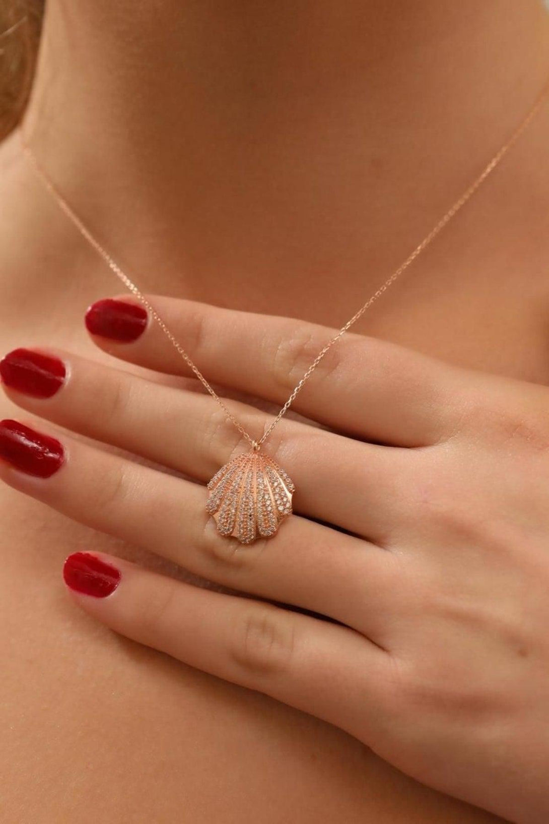 925 Sterling Silver Seashell Necklace With Zircon Stone