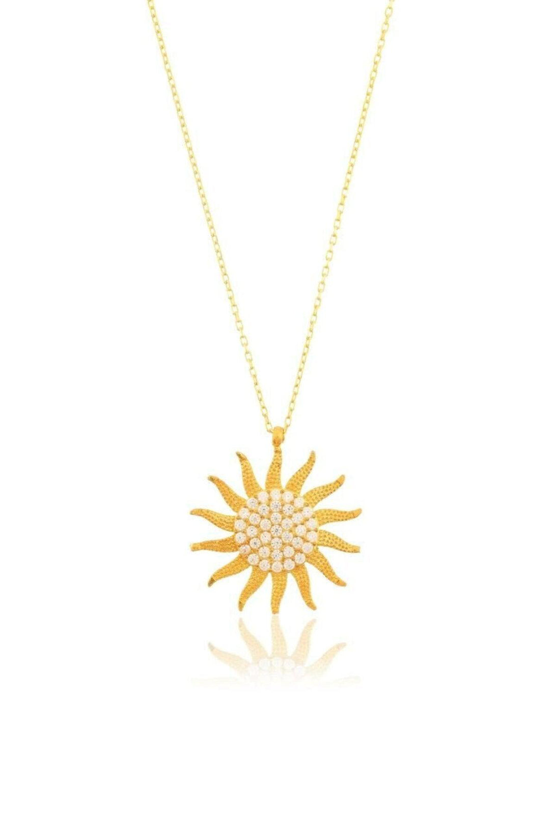 925 Sterling Silver Sun Necklace With Zircon Stone