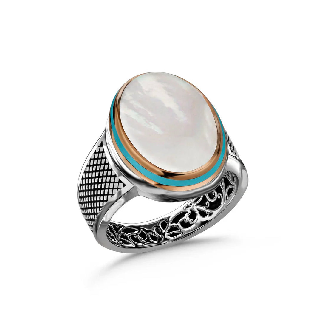 925 Silver Mother Of Pearl Men's Ring