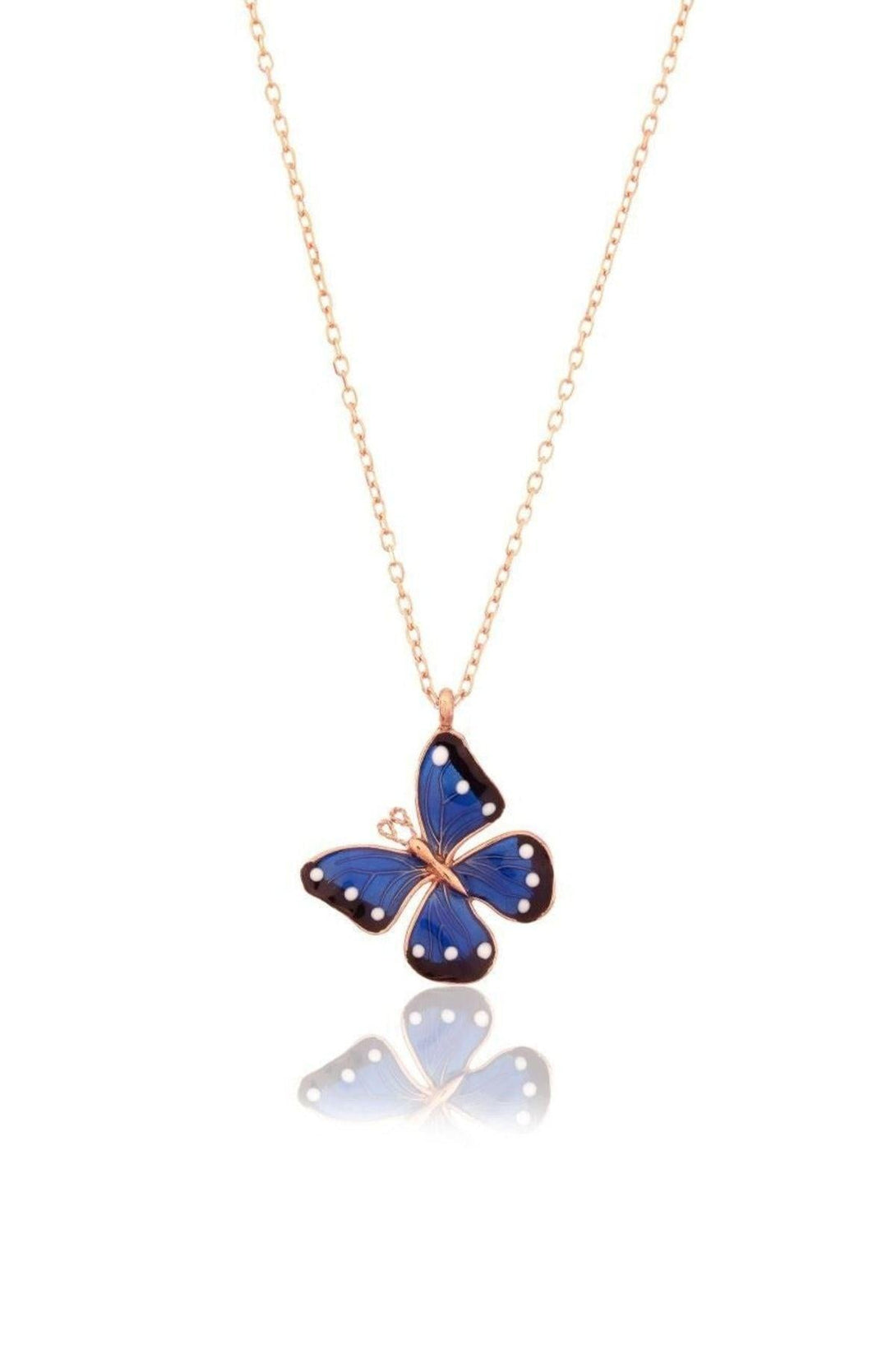 925 Sterling Silver Blue Butterfly Necklace With Zircon Stone