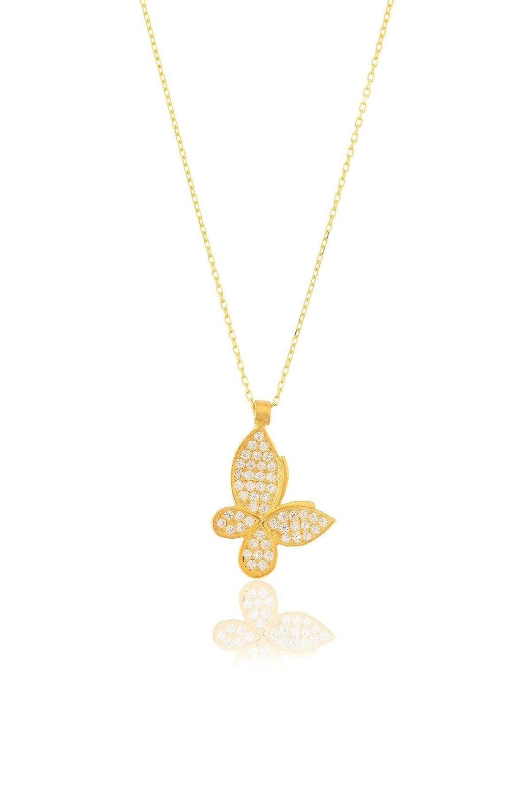 925 Sterling Silver Butterfly Necklace With Zircon Stone