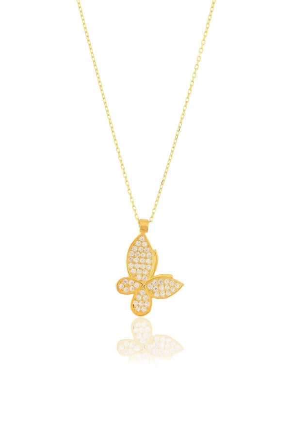 925 Sterling Silver Butterfly Necklace With Zircon Stone