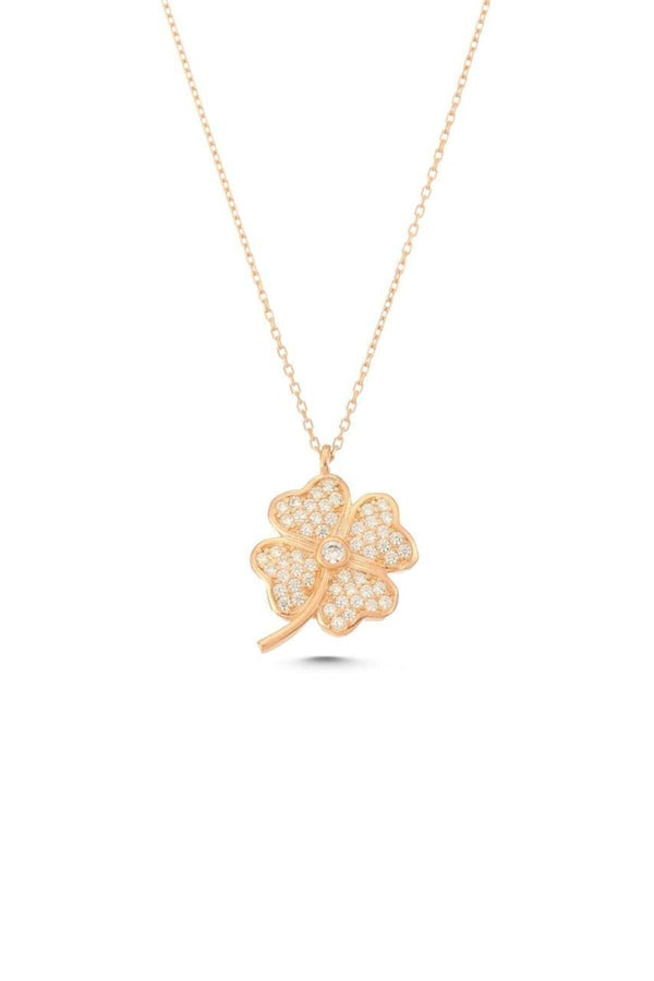 925 Sterling Silver Clover Necklace With Zircon Stone