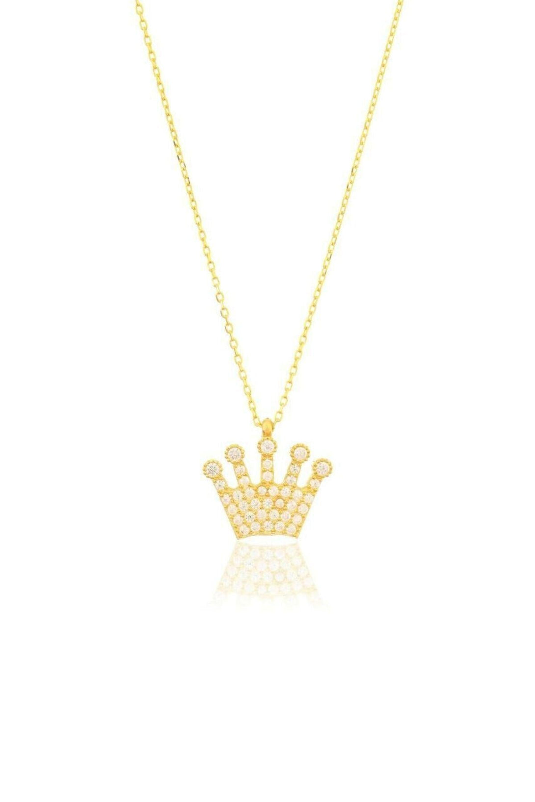 925 Sterling Silver Crown Necklace With Zircon Stone