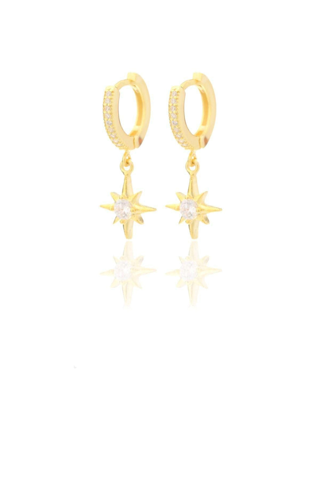 925 Sterling Silver Dangle Star Earrings With Zircon Stones