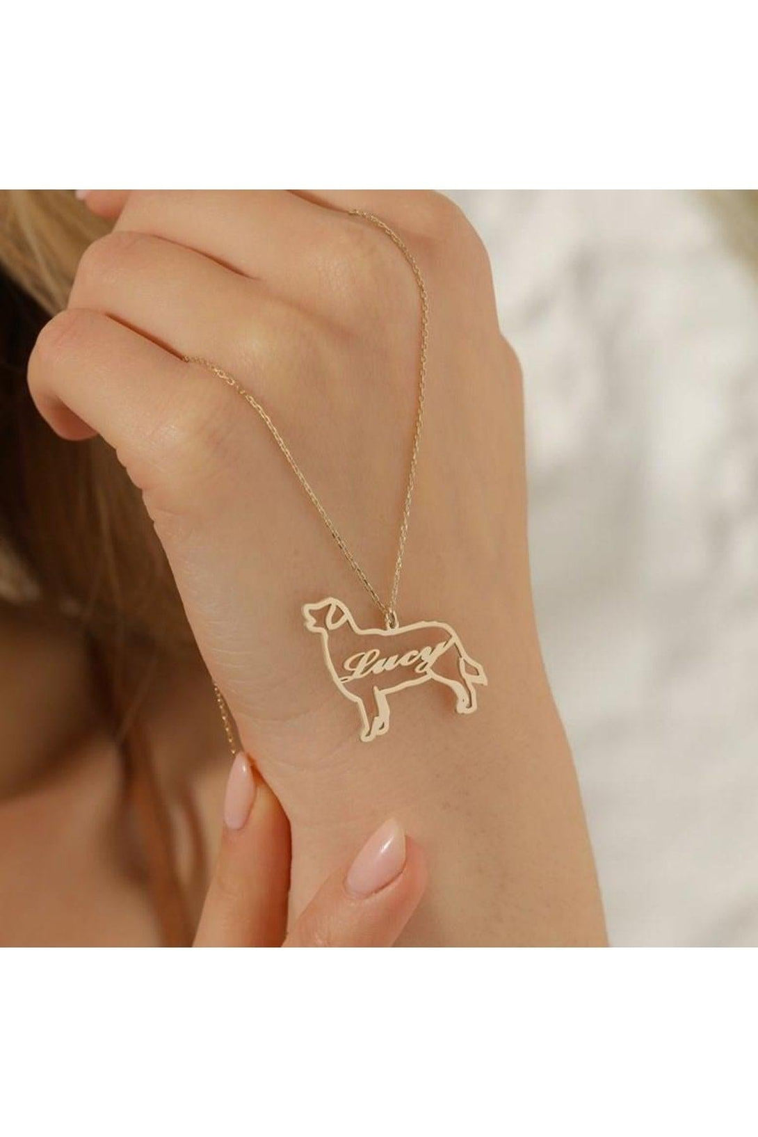 925 Sterling Silver Dog Design Name Necklace