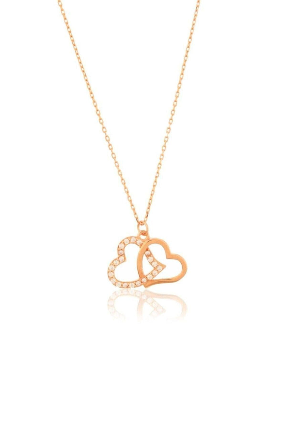 925 Sterling Silver Double Heart Necklace