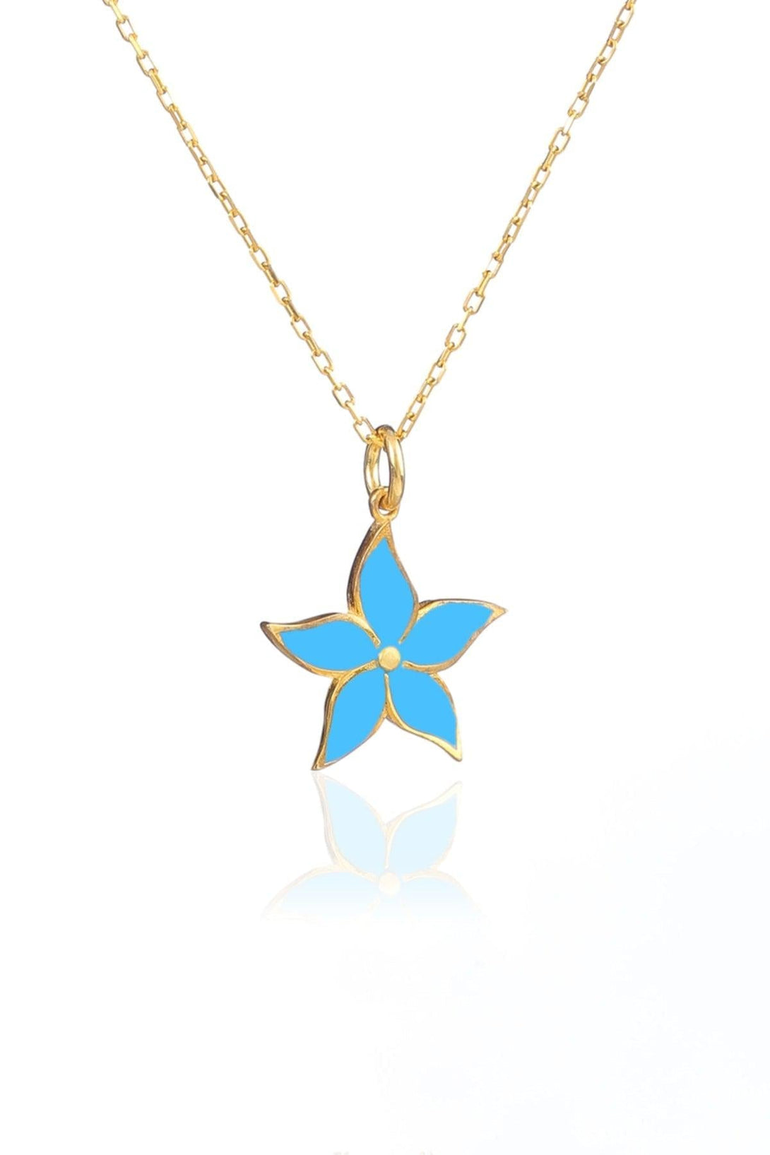 925 Sterling Silver Enamel Blue Star Necklace