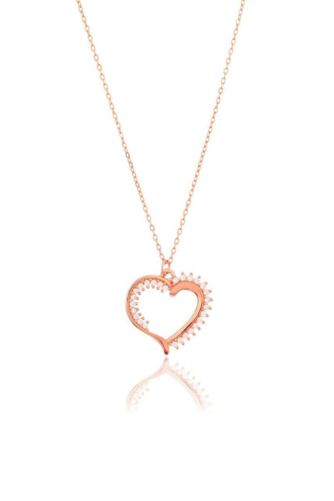 925 Sterling Silver Heart Necklace With White Zircon Stone