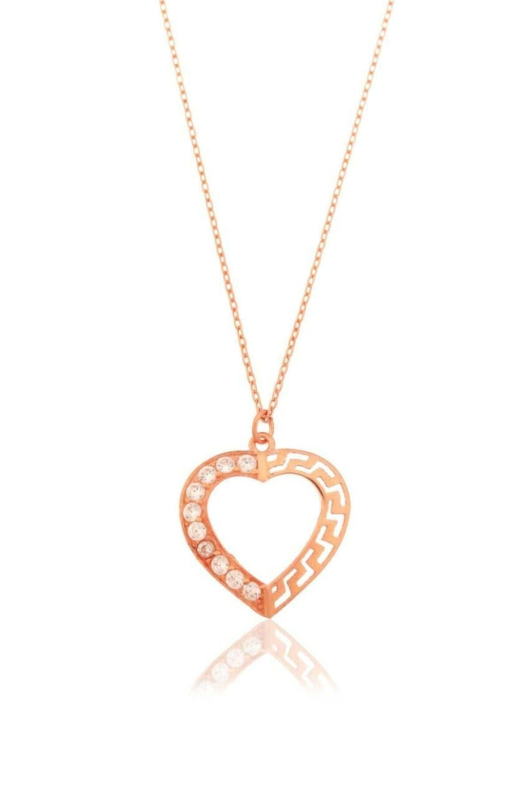 925 Sterling Silver Heart Necklace With Zircon Natural Stone