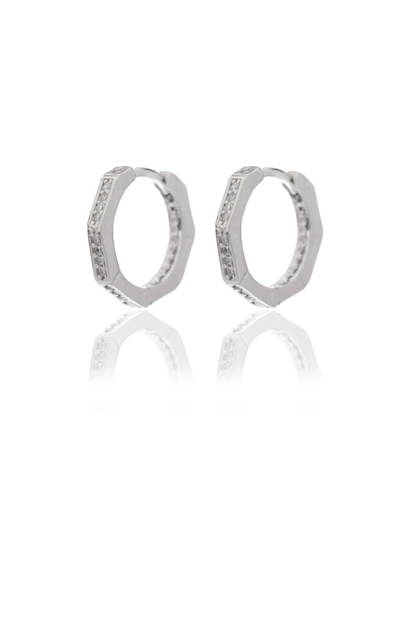 925 Sterling Silver Hoop Earring With Angular Zircon Stone