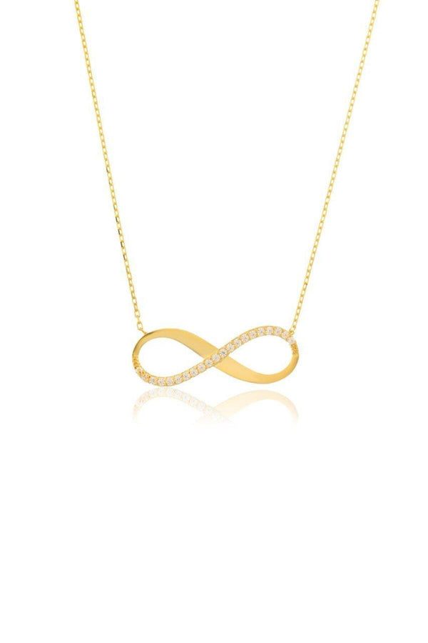 925 Sterling Silver Infinity Sign Necklace With Zircon Stone