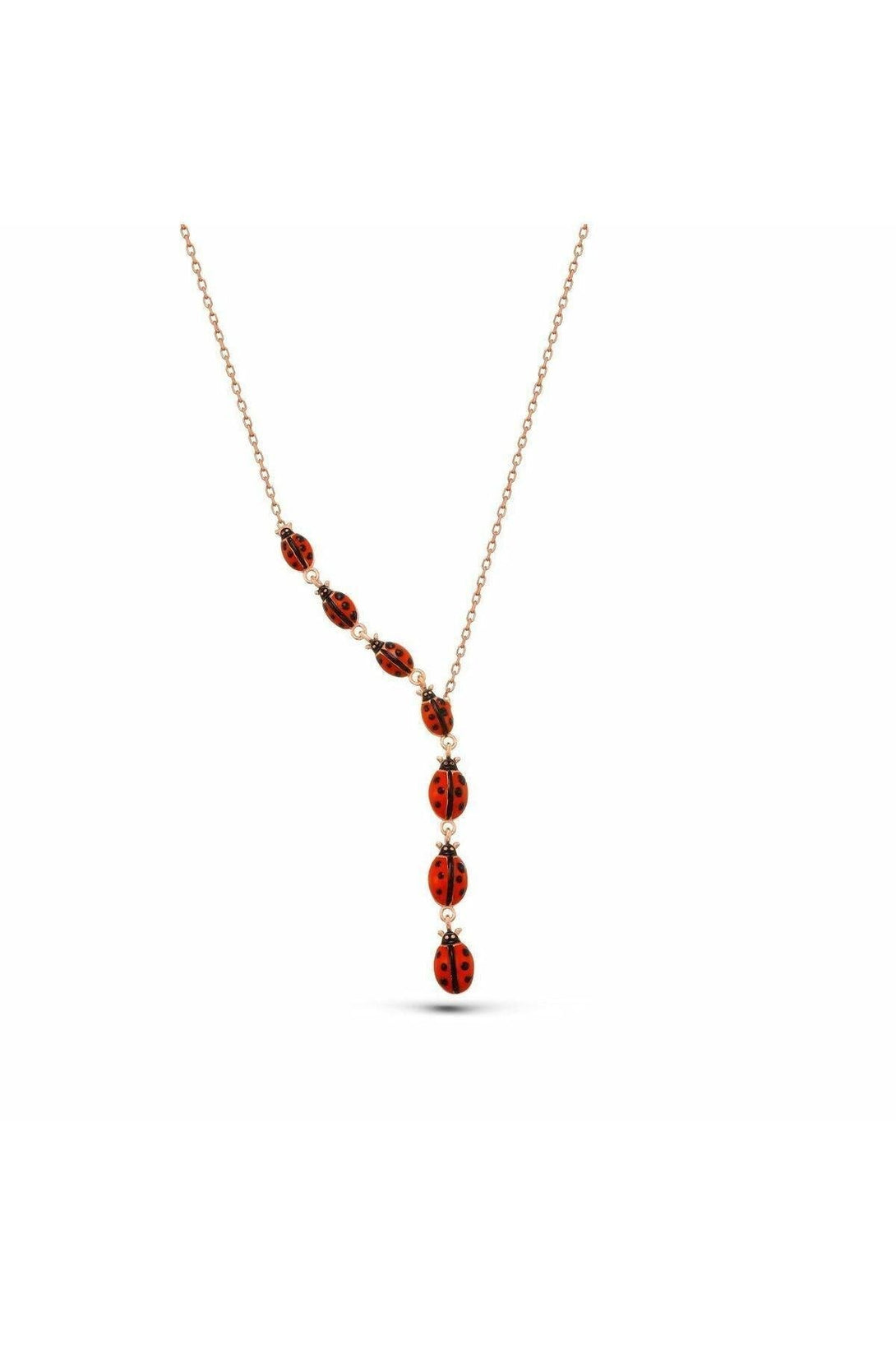 925 Sterling Silver Ladybug Necklace – Elegant Row Design For Everyday Charm