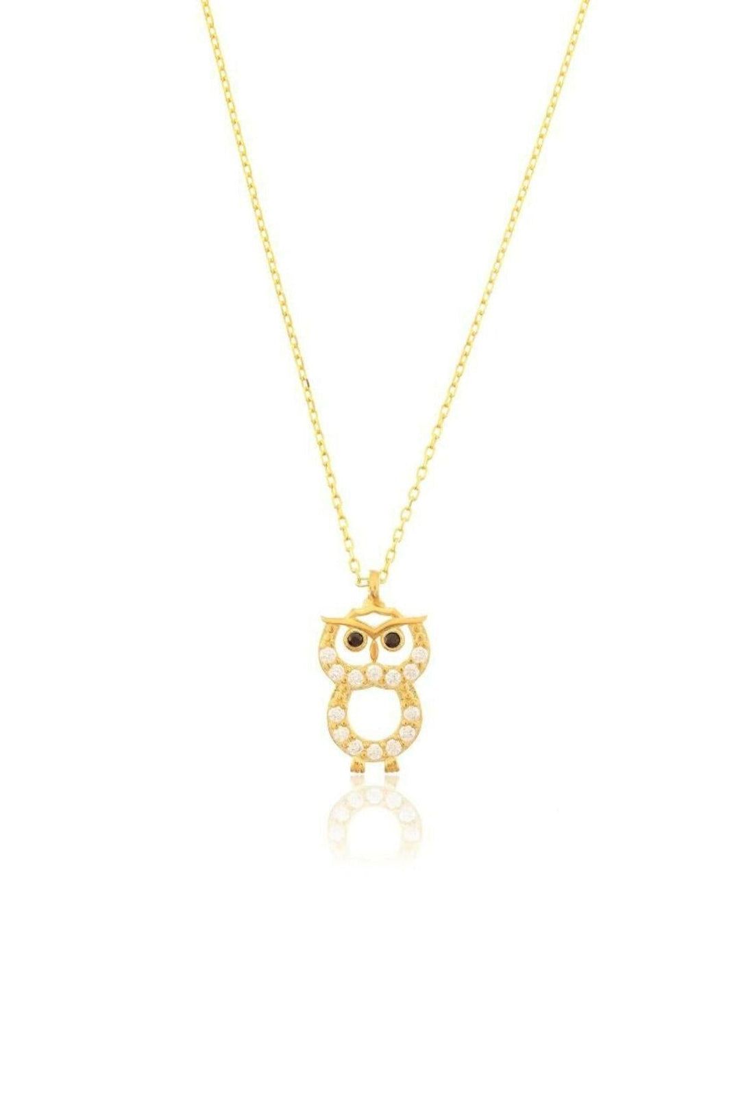 925 Sterling Silver Owl Necklace With Zircon Stone