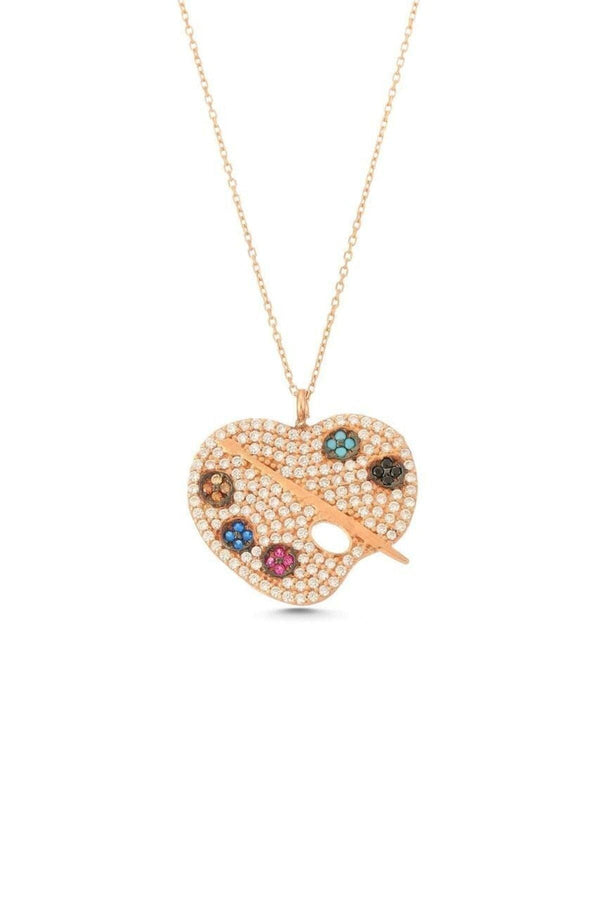 925 Sterling Silver Palette Necklace With Zircon Stones