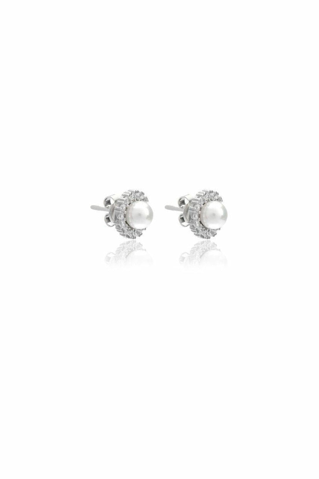 925 Sterling Silver Pearl Earring With Zircon Stone