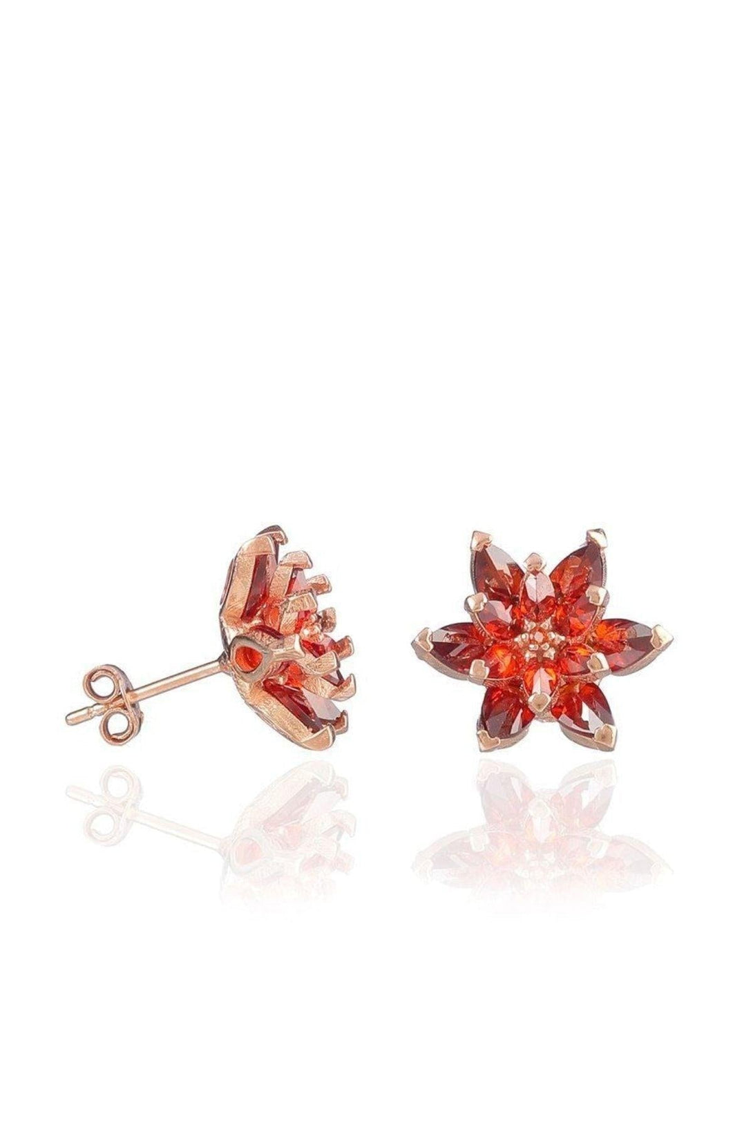 925 Sterling Silver Red Lotus Earring