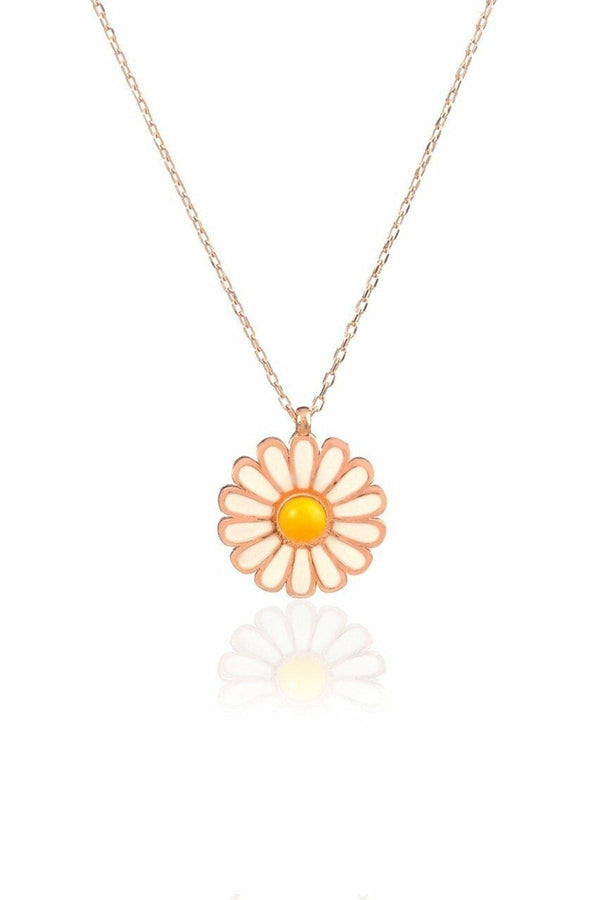 925 Sterling Silver Rose Gold Plated Daisy Necklace