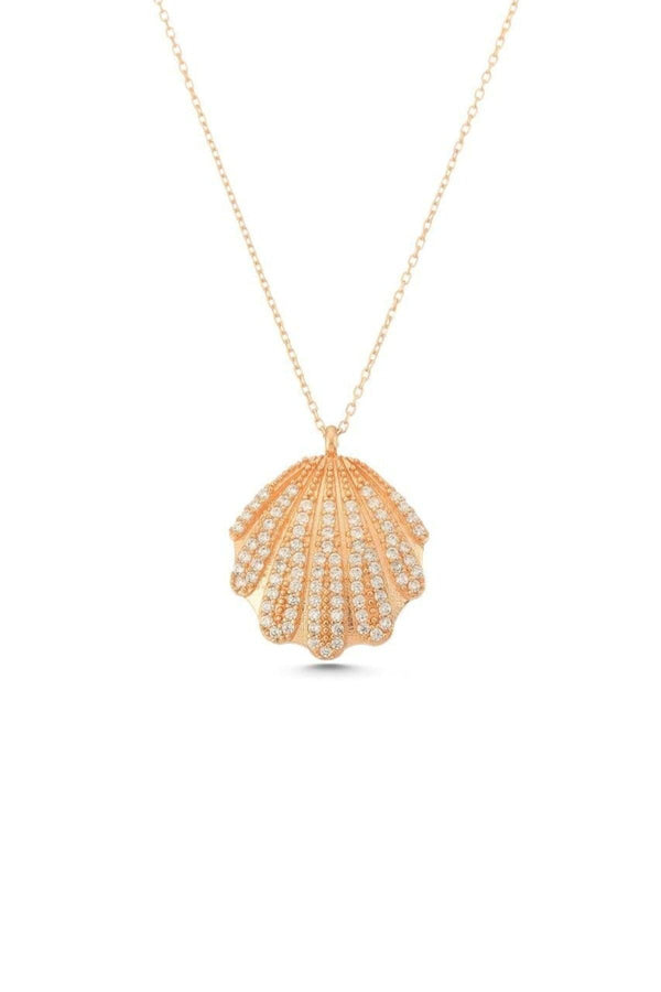 925 Sterling Silver Seashell Necklace With Zircon Stone