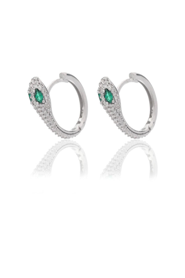 925 Sterling Silver Snake Earring With Zircon Stone