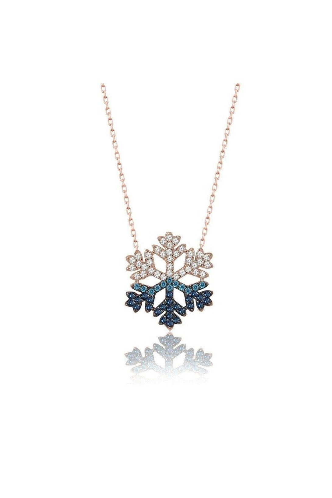 925 Sterling Silver Snowflake Necklace With Blue And White Zircon Stone