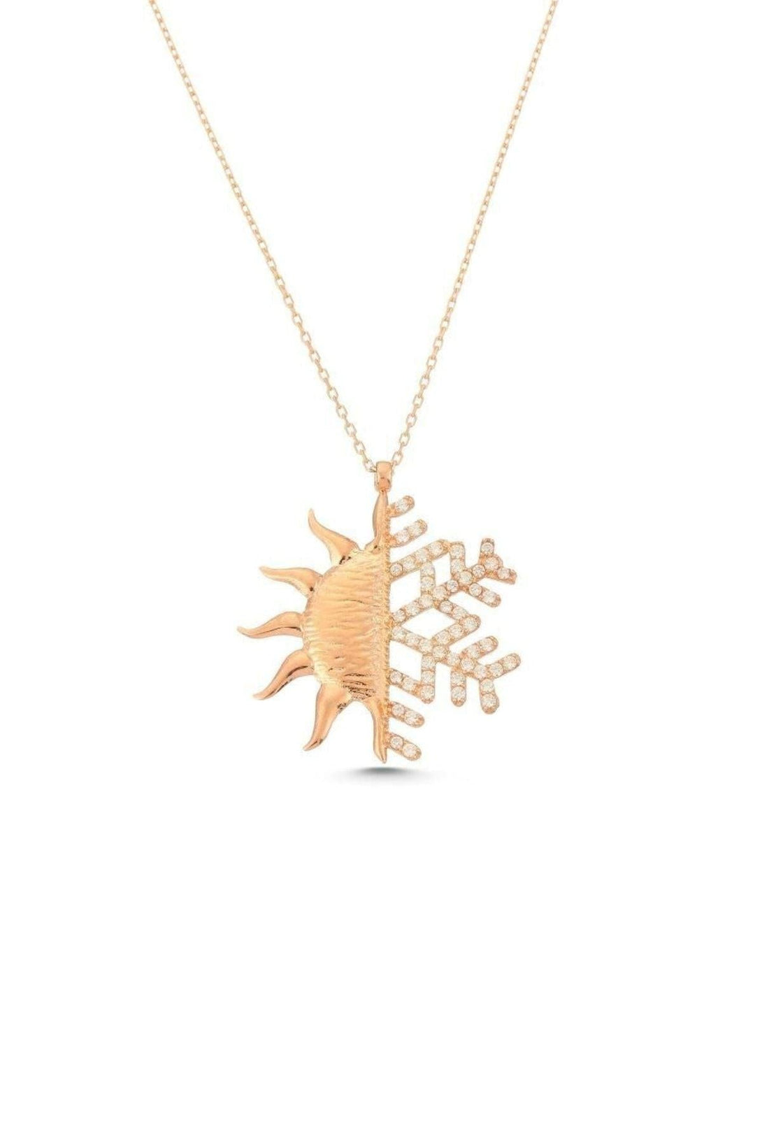 925 Sterling Silver Snowflake Sun Necklace