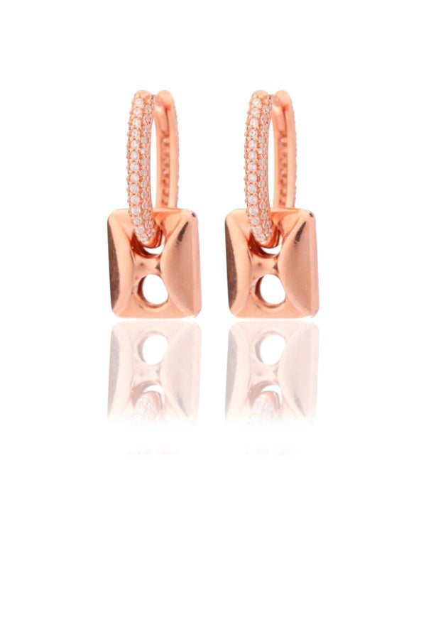 925 Sterling Silver Square Earrings With Zircon Stones