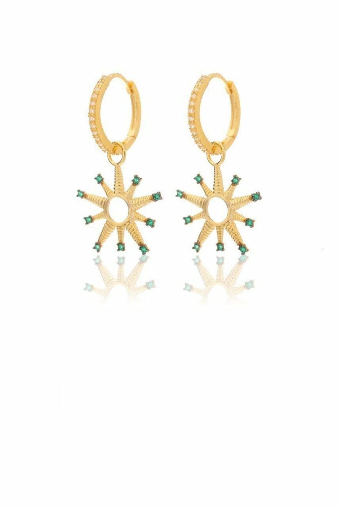 925 Sterling Silver Star Earring With Green Zircon Stone