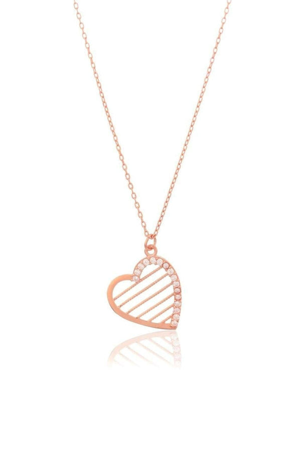 925 Sterling Silver Striped Heart Necklace