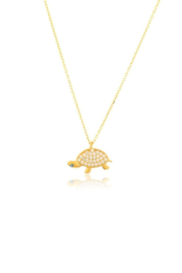 925 Sterling Silver Turtle Necklace With Zircon Stone