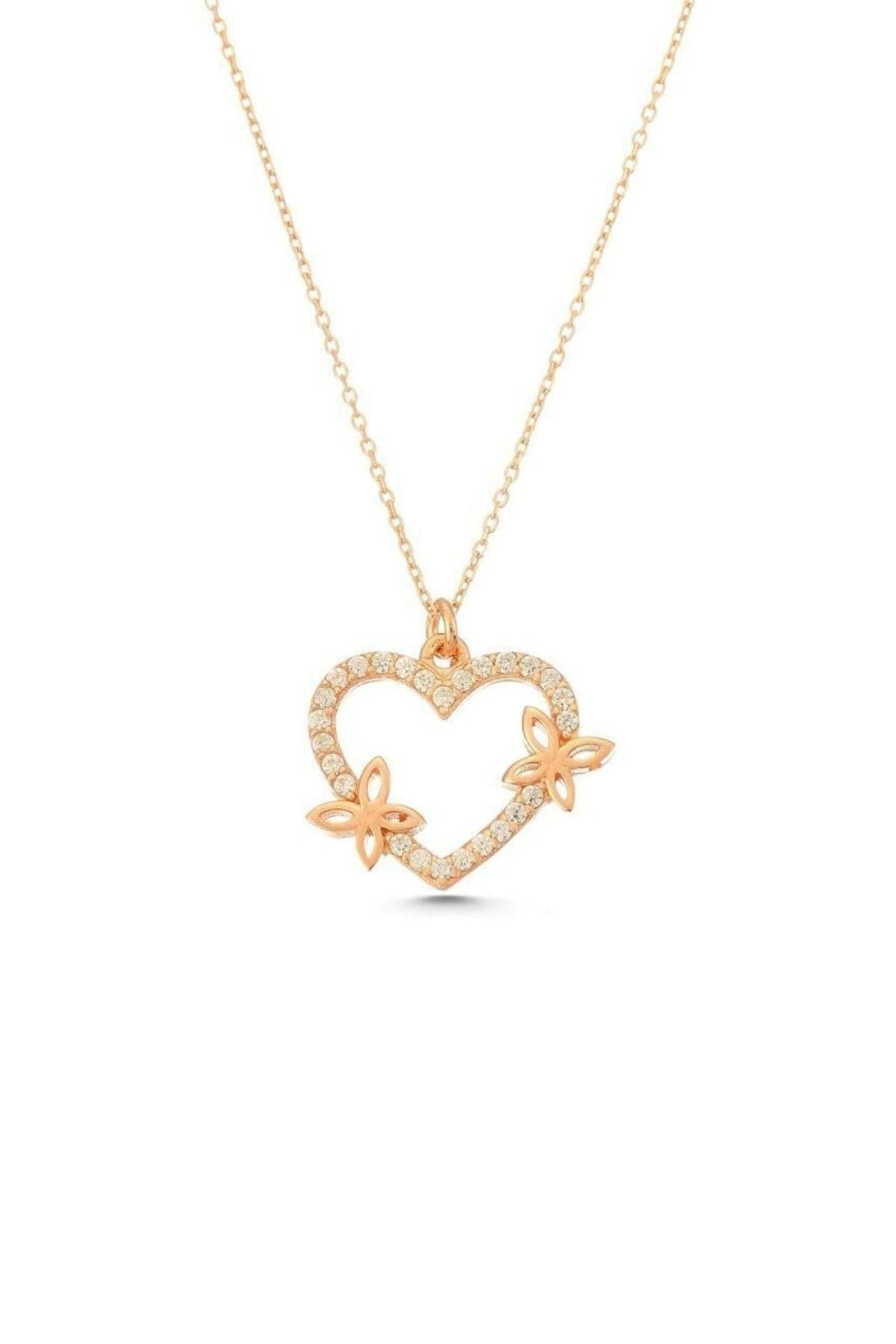 925 Sterling Silver Zircon Natural Stone Heart Necklace