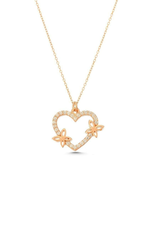 925 Sterling Silver Zircon Natural Stone Heart Necklace