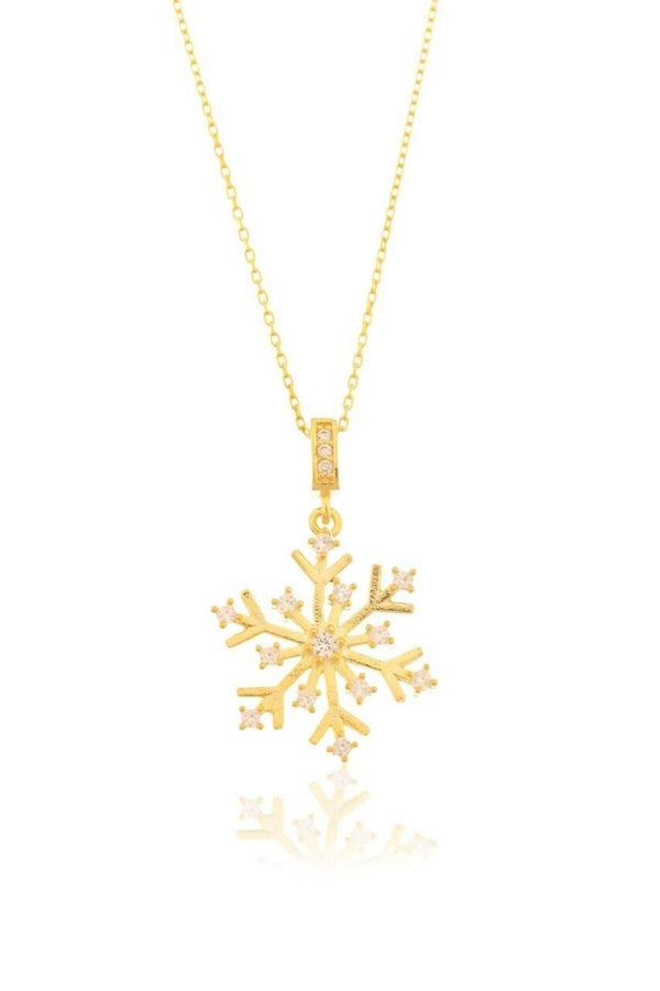 925 Sterling Silver Zircon Stone Snowflake Necklace