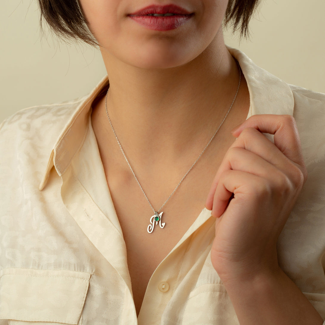 Birth Stone Letter Necklace