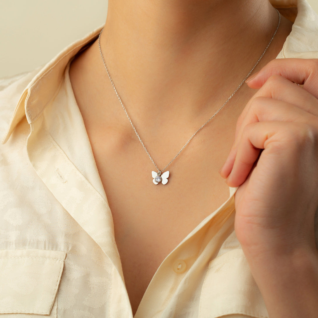 Butterfly Necklace With Birth Stone