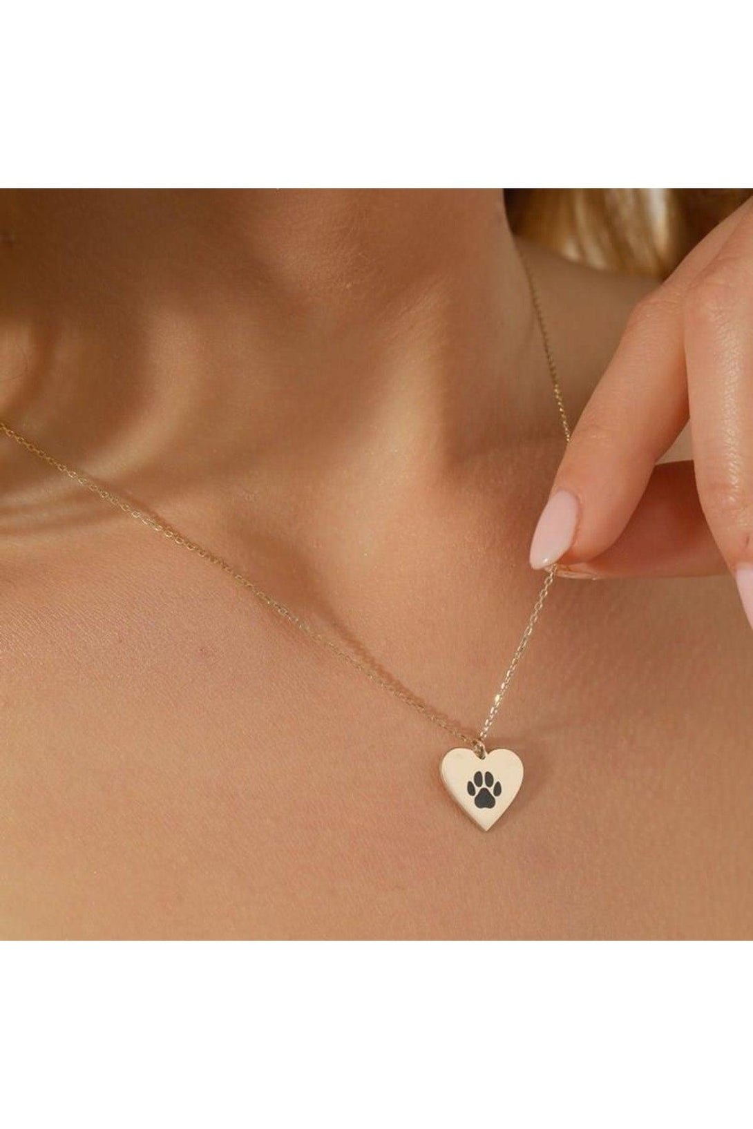 Dog Paw 925 Sterling Silver Heart Necklace