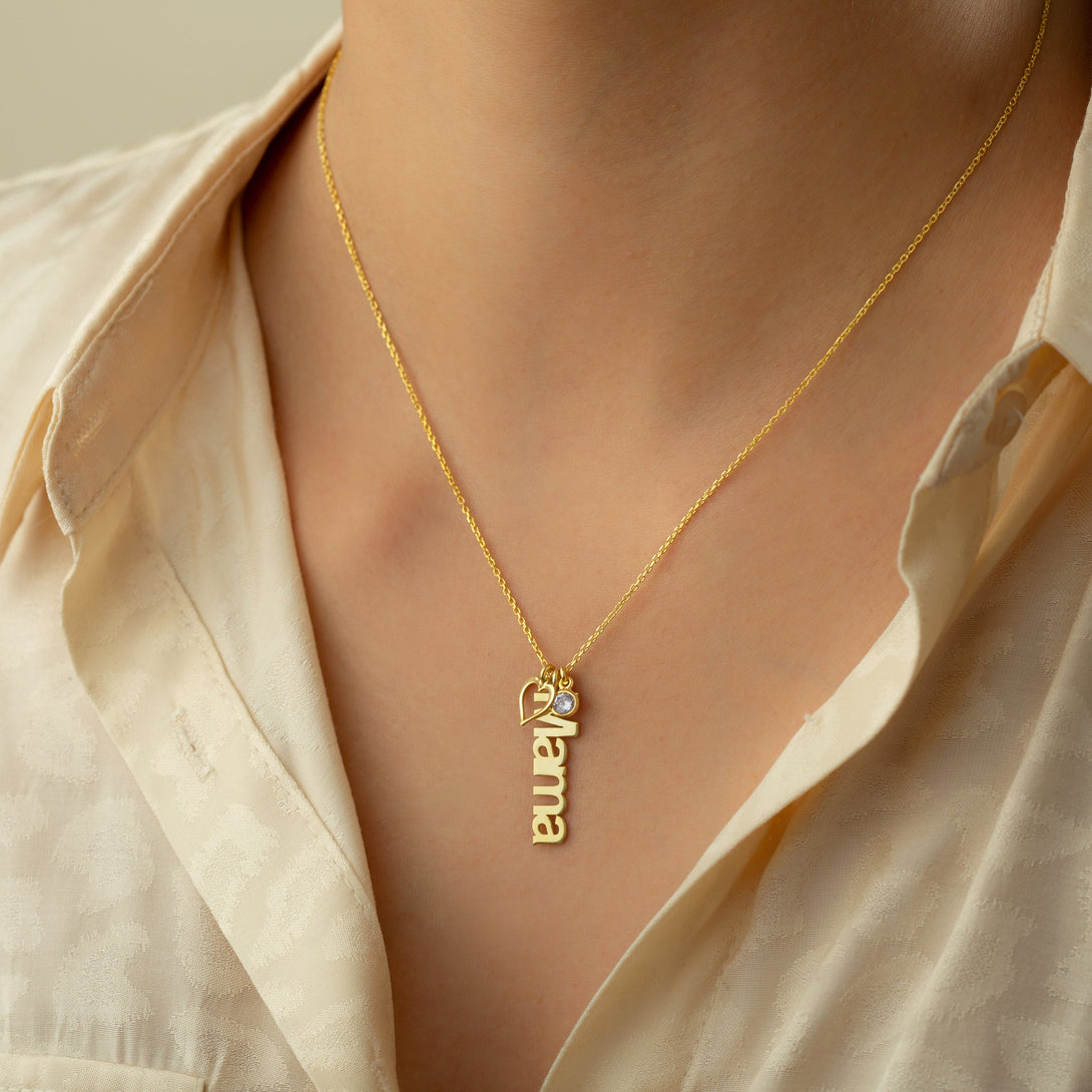 Mother Necklace With Heart And Birth Stone