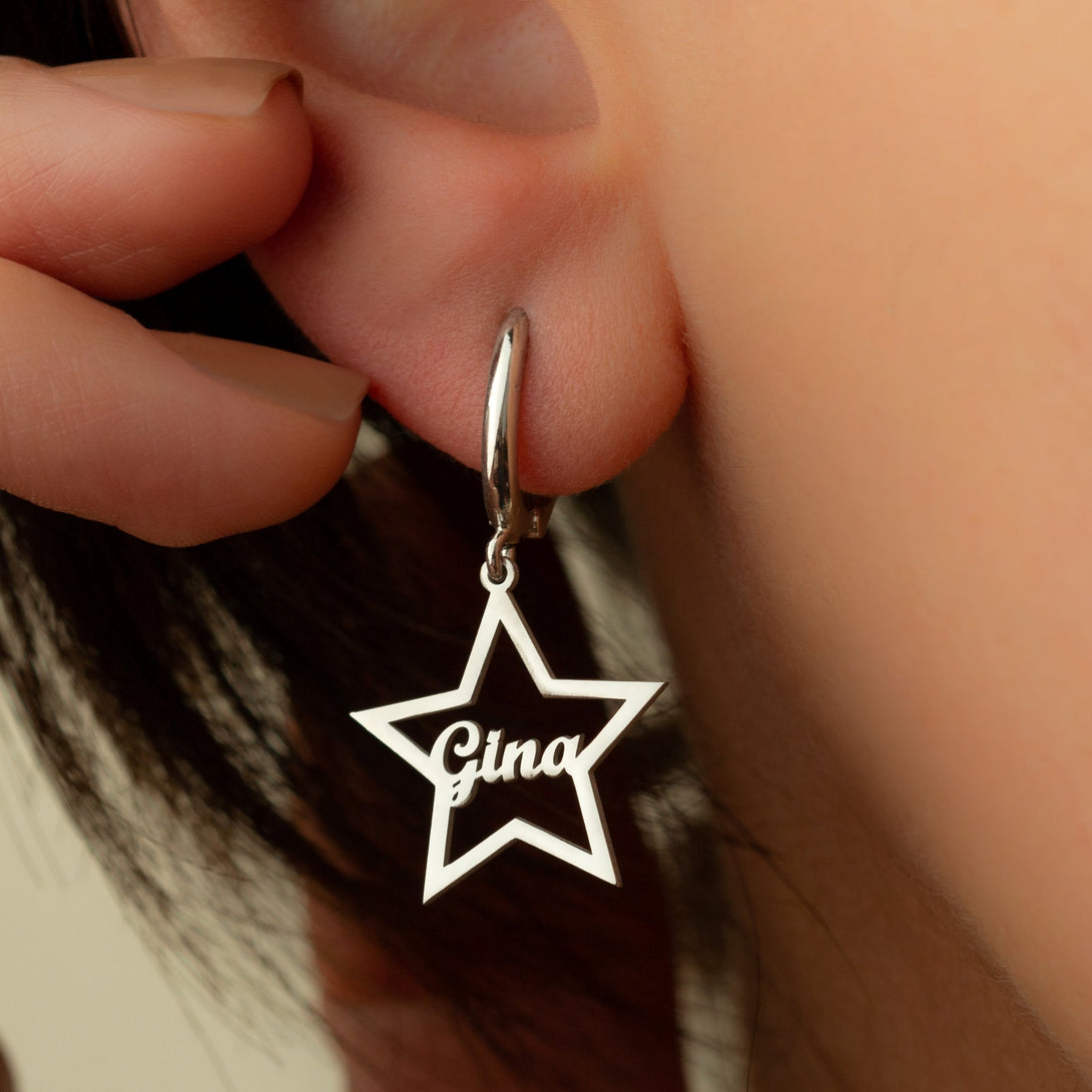 Name Written Star Earring