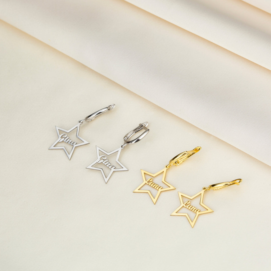 Name Written Star Earring