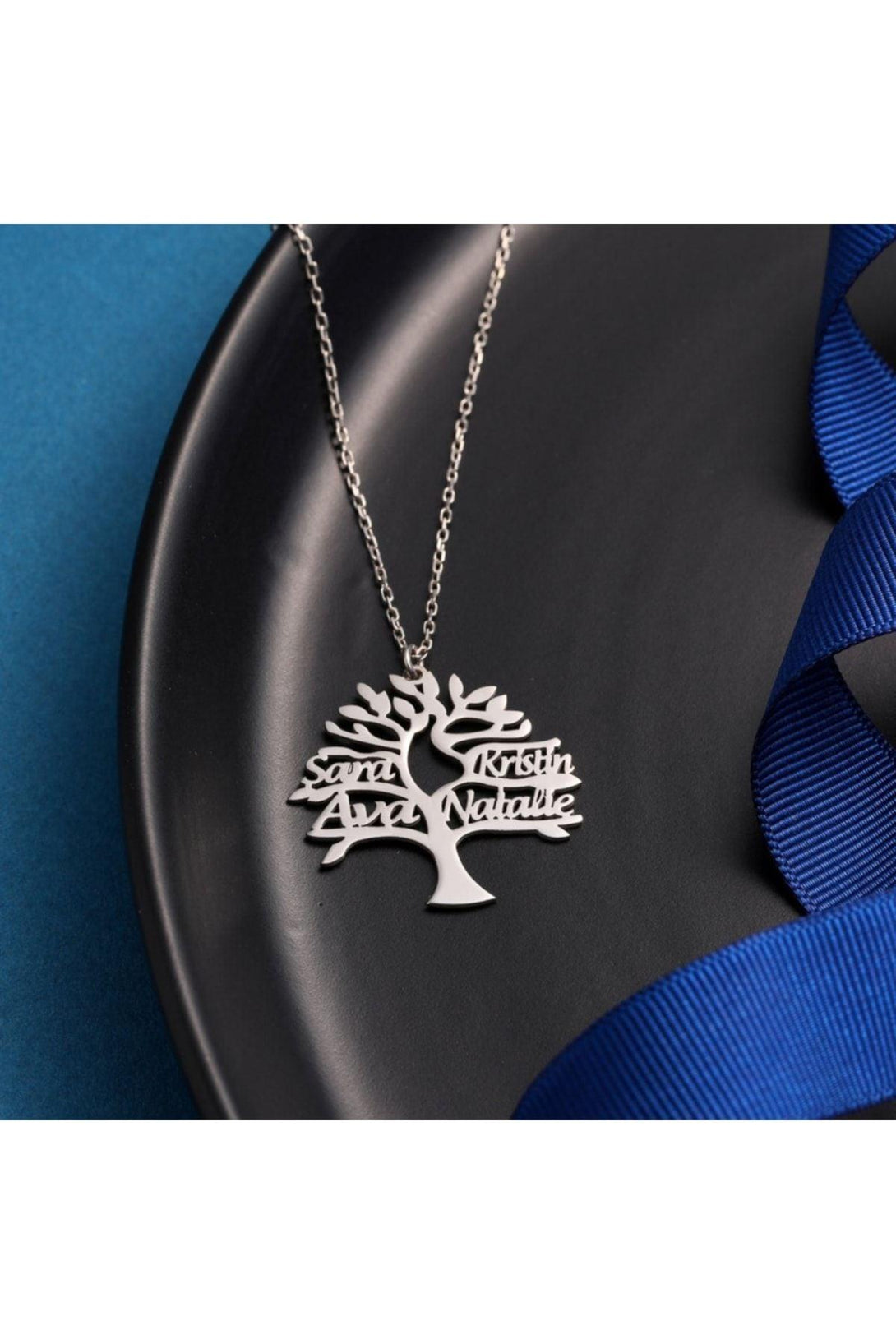 Personalized Tree Of Life 925 Sterling Silver Necklace With 4 Names