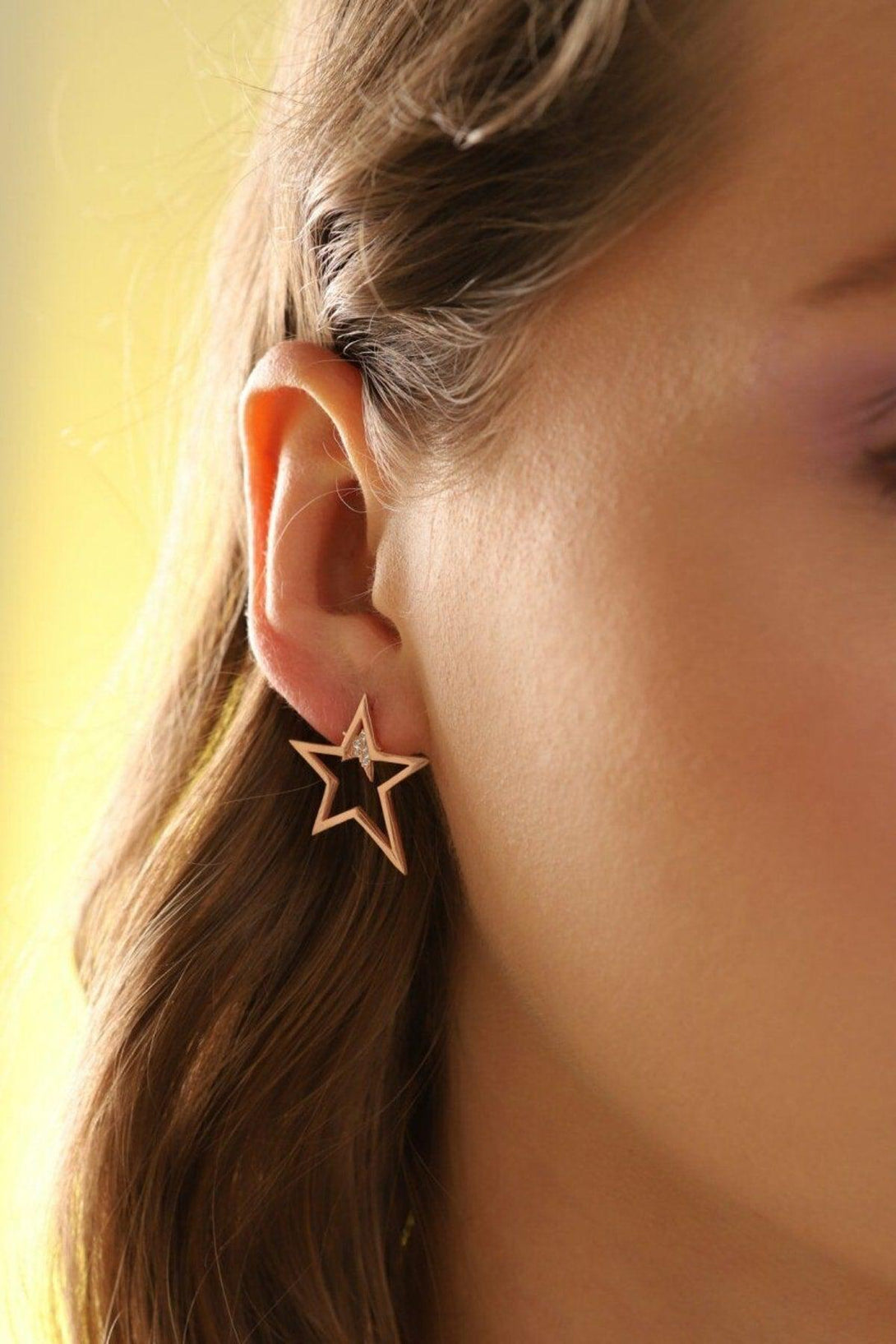 Single Stone 925 Sterling Silver Star Earring